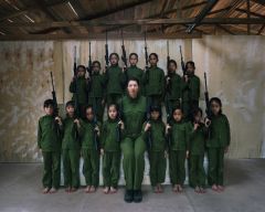 Marina Abramovic with children in Laos